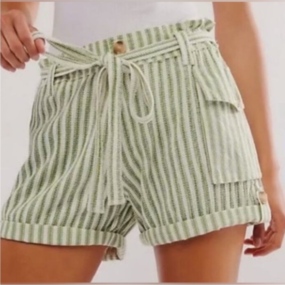 Free People One Harriet Striped Shorts in Green Size S